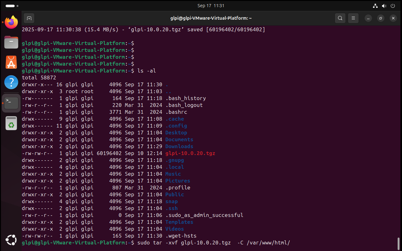 GLPI son sürümünün indirilmesi